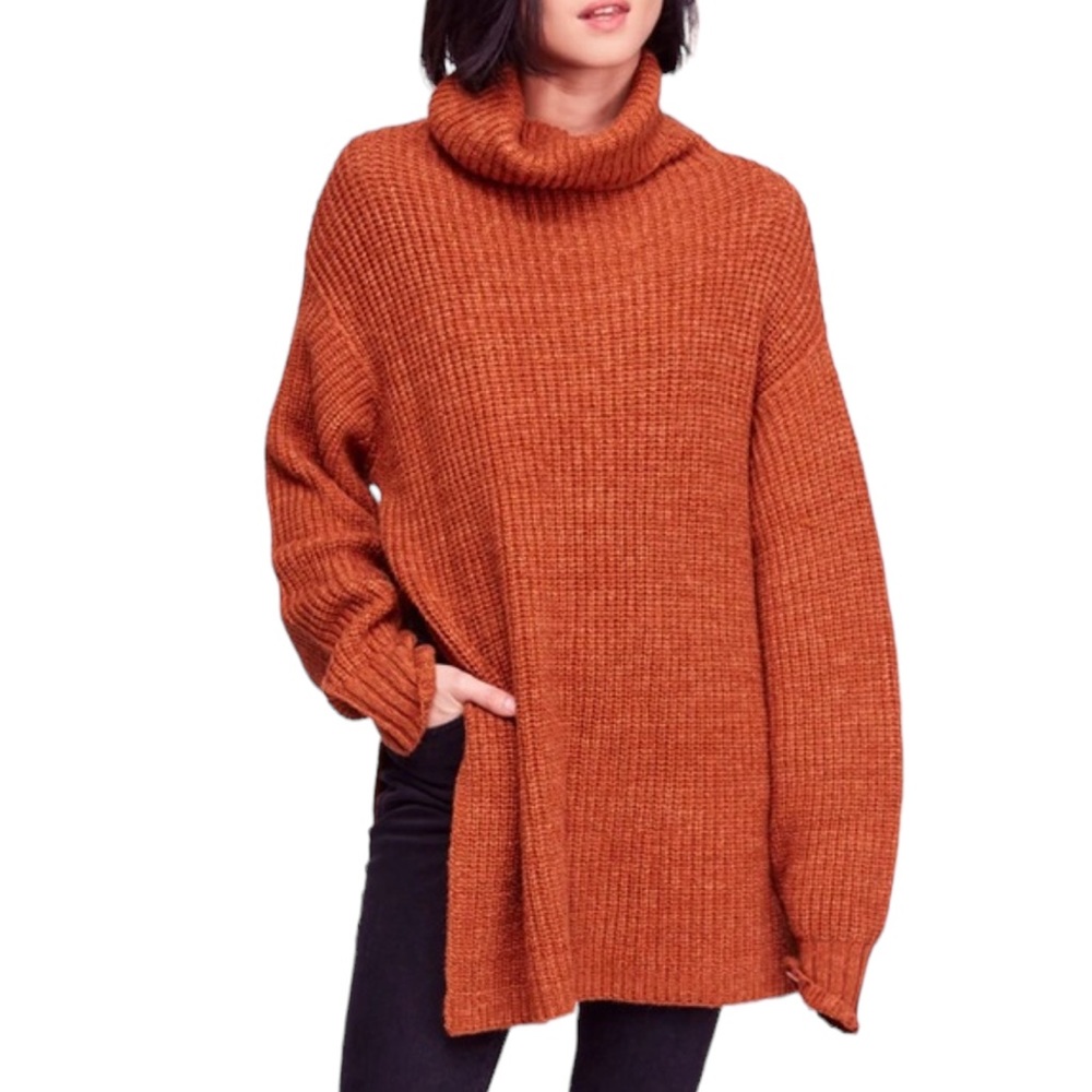 Free People “Eleven” Turtleneck Sweater Side Slit (N)